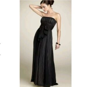 BCBGMaxAzria Strapless Black Silk Gown Stripe Prom Maxi
